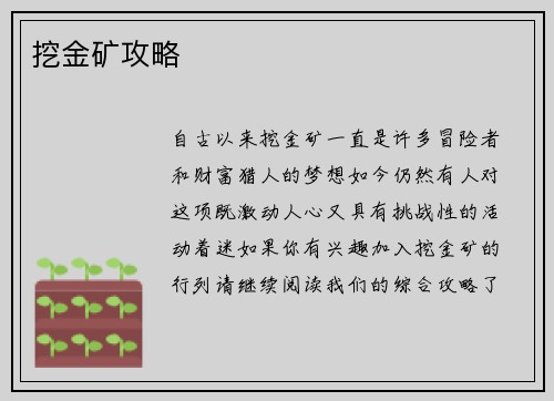 挖金矿攻略